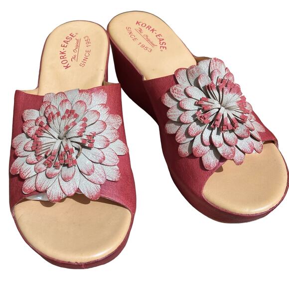 Kork-Ease Sundance sandals size 10 red 3d Flower artsy eclectic hippy boho - Picture 2 of 13